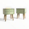 Retro Side Table Set of 2 – Both Units Styled in Bedroom with Books and Plant