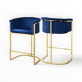 Titan bar stool – dimensions view showing 36" height, 27" seat height, stainless steel gold PU frame